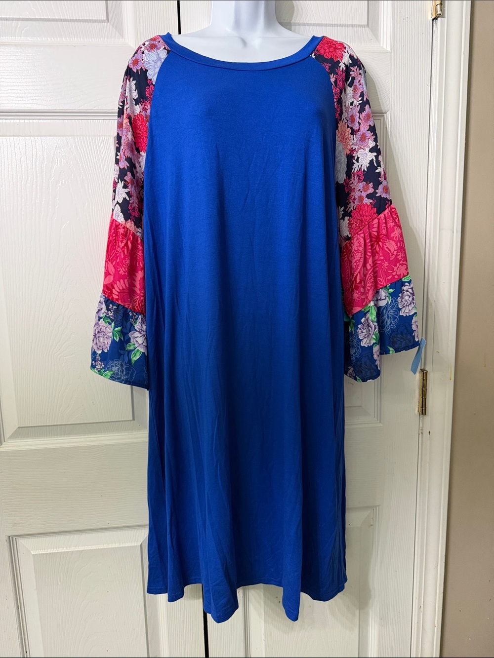 The Pioneer Woman Blue Floral Sleeve Raglan Sleeves Dress Sz XXXL NWT